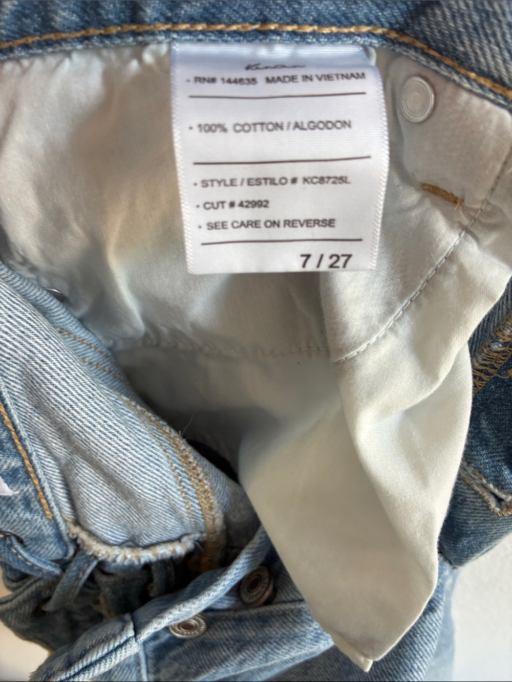 KanCan Light Blue Wide Leg Jeans w/back detail - Picture 3 of 6